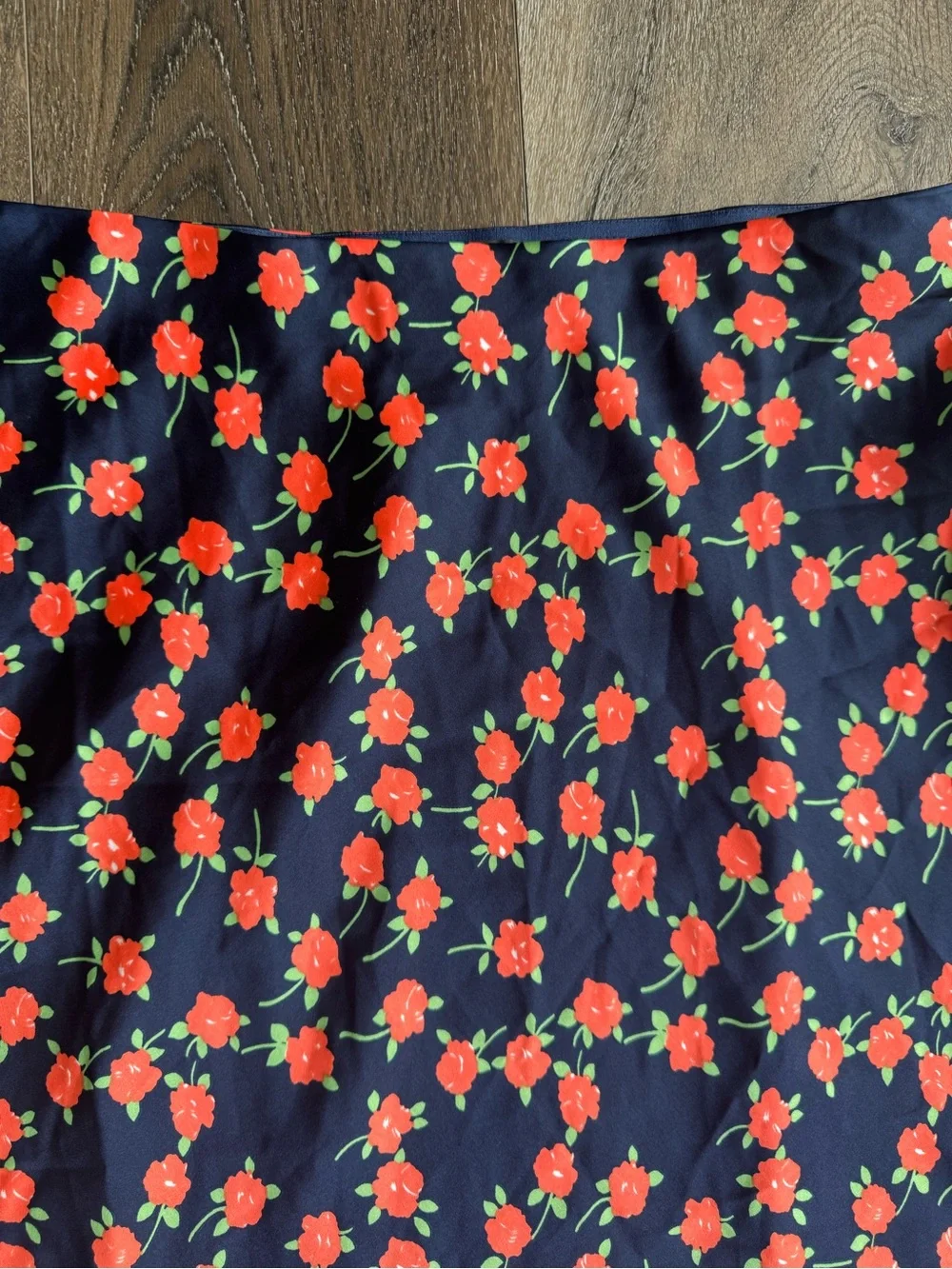 J. Crew Navy A-Line Maxi Skirt with Red Floral Print Size Small